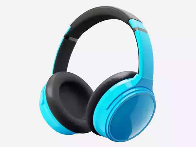 Headphone Blue Subdivision Ready for Film