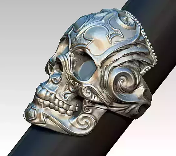 Carved Sculpted Skull Jewel Ring High detailed 3D print model
