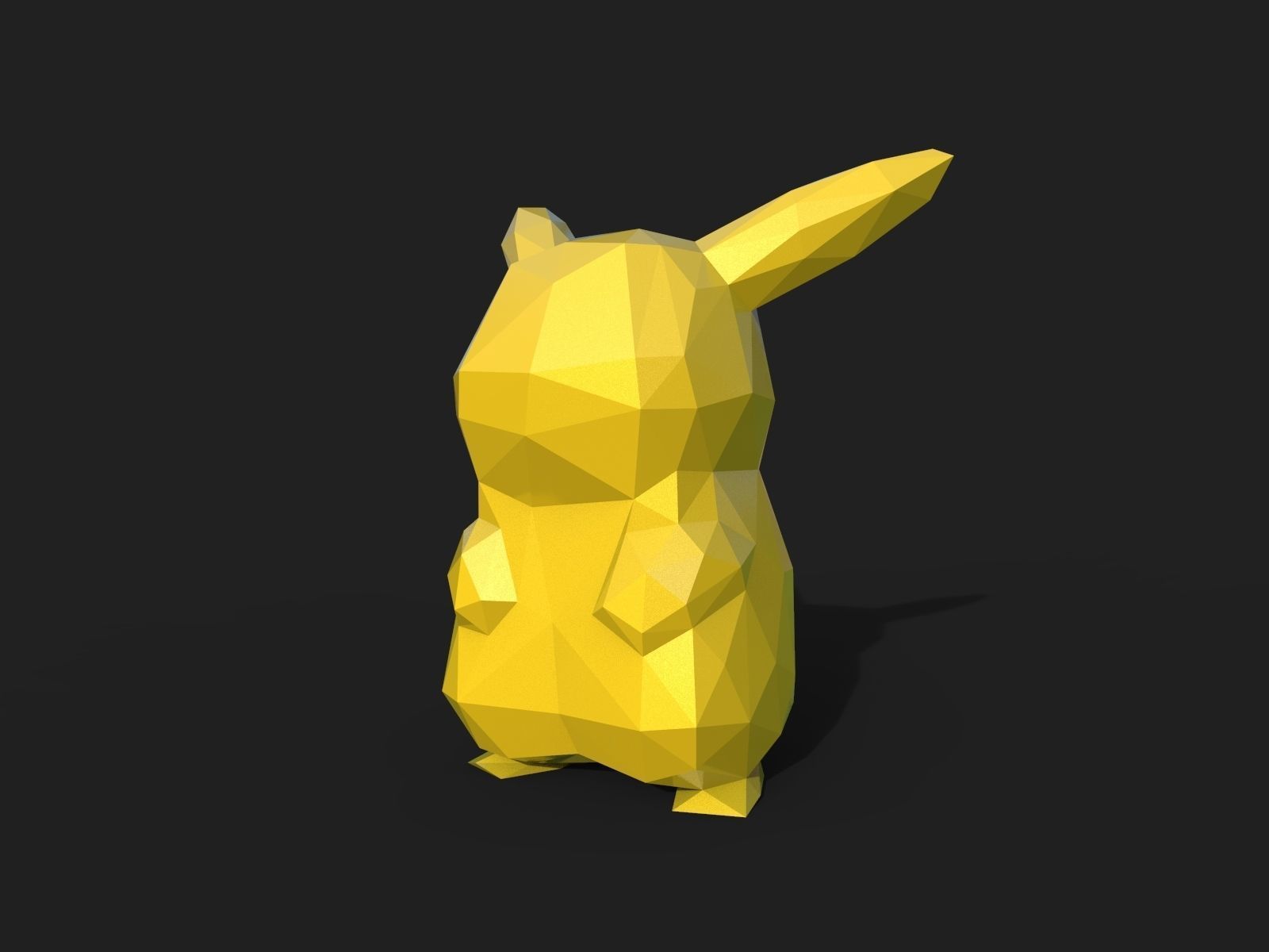 Pikachu Low Poly pokemon 3D print model_3