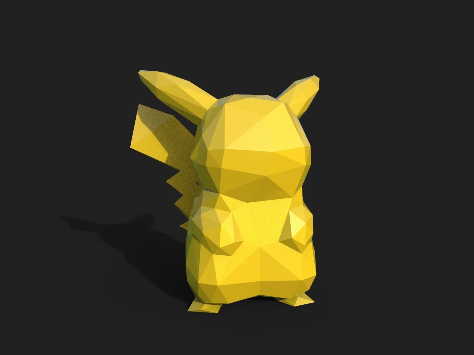 Pikachu Low Poly pokemon 3D print model_1