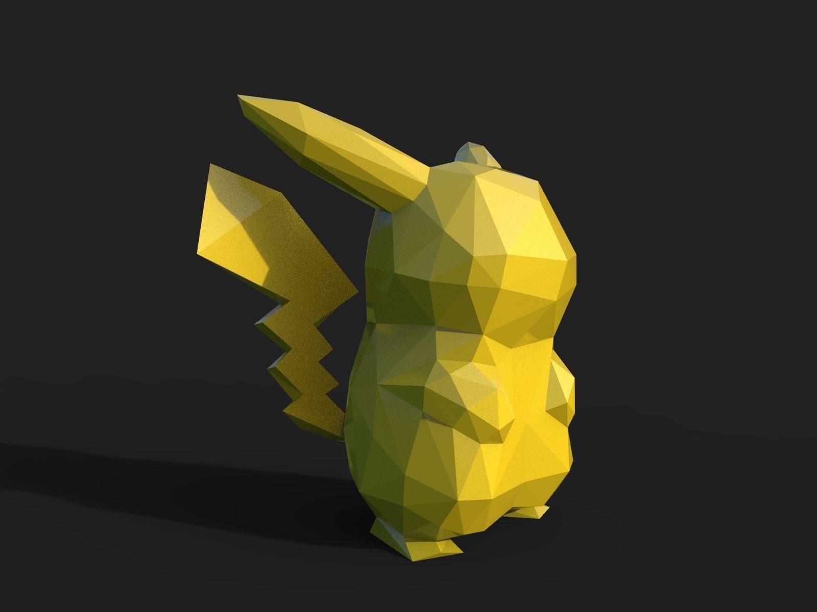 Pikachu Low Poly pokemon 3D print model_14
