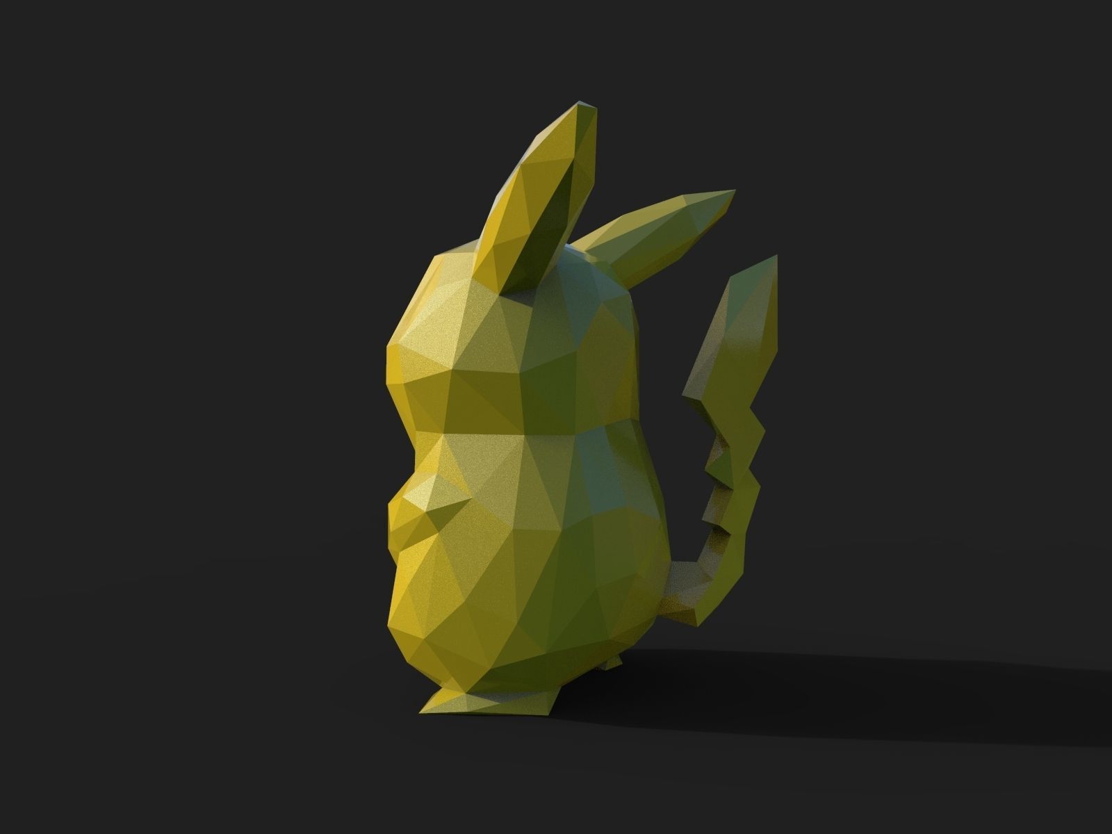 Pikachu Low Poly pokemon 3D print model_7
