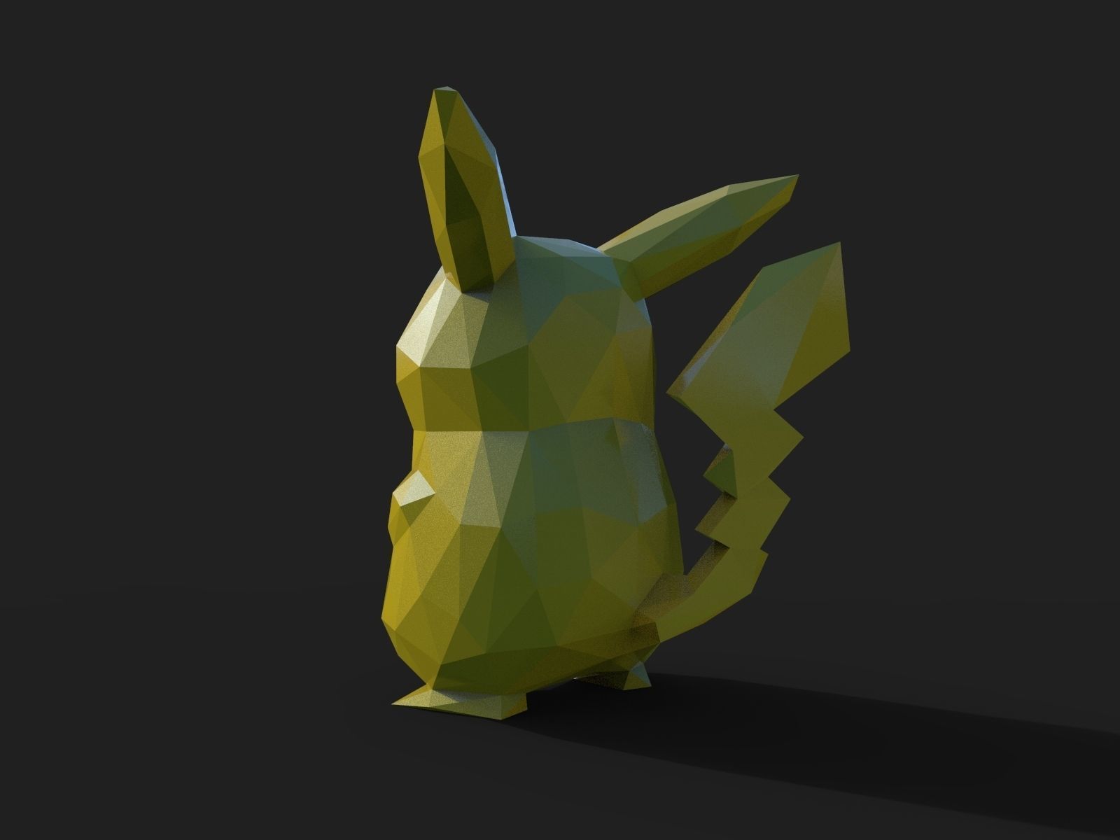 Pikachu Low Poly pokemon 3D print model_8