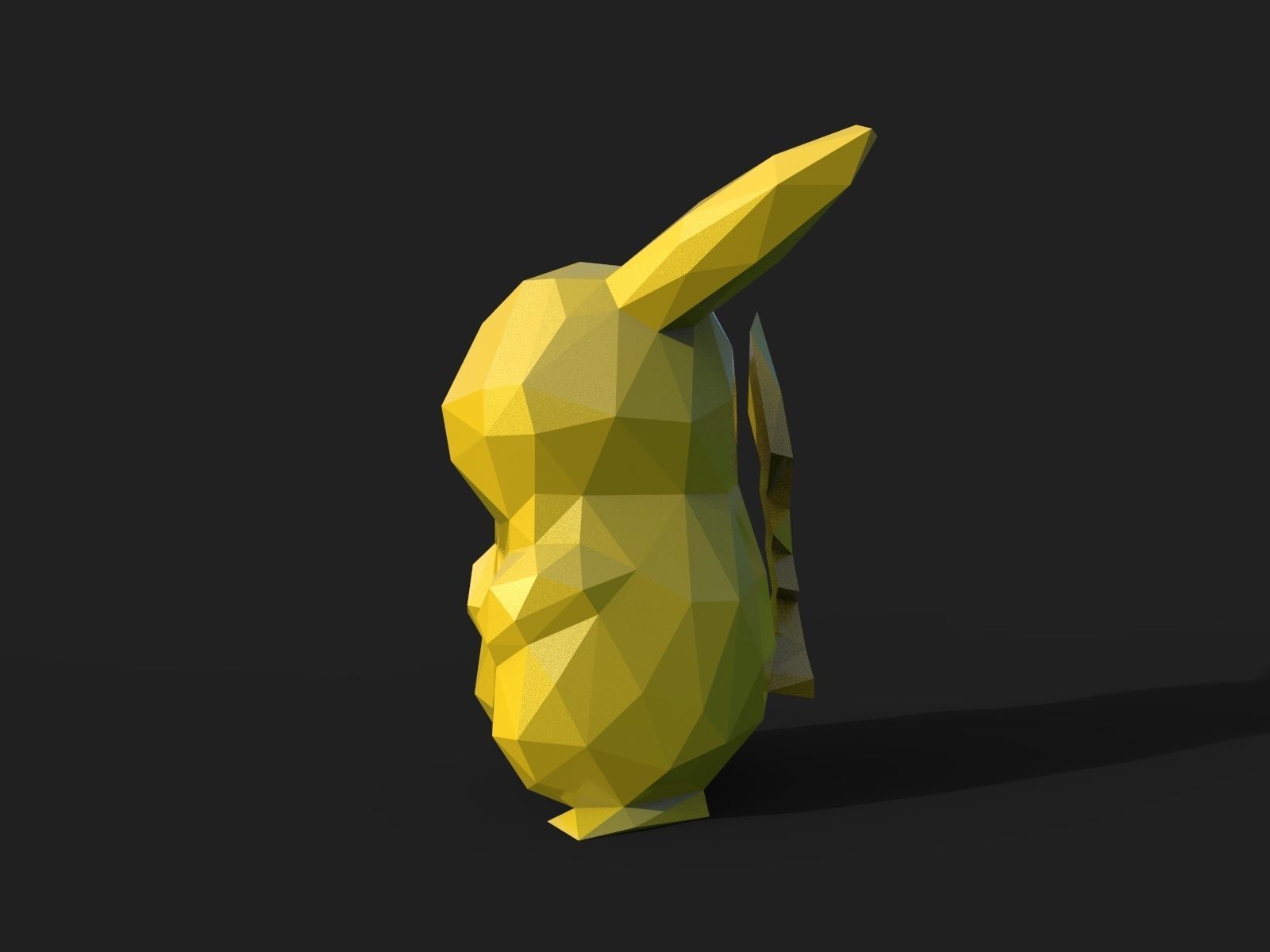 Pikachu Low Poly pokemon 3D print model_5
