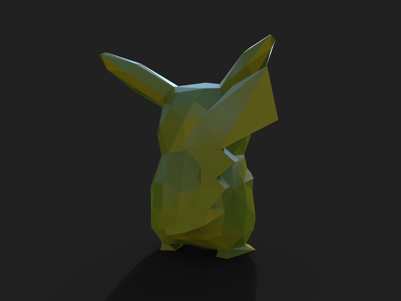 Pikachu Low Poly pokemon 3D print model_11