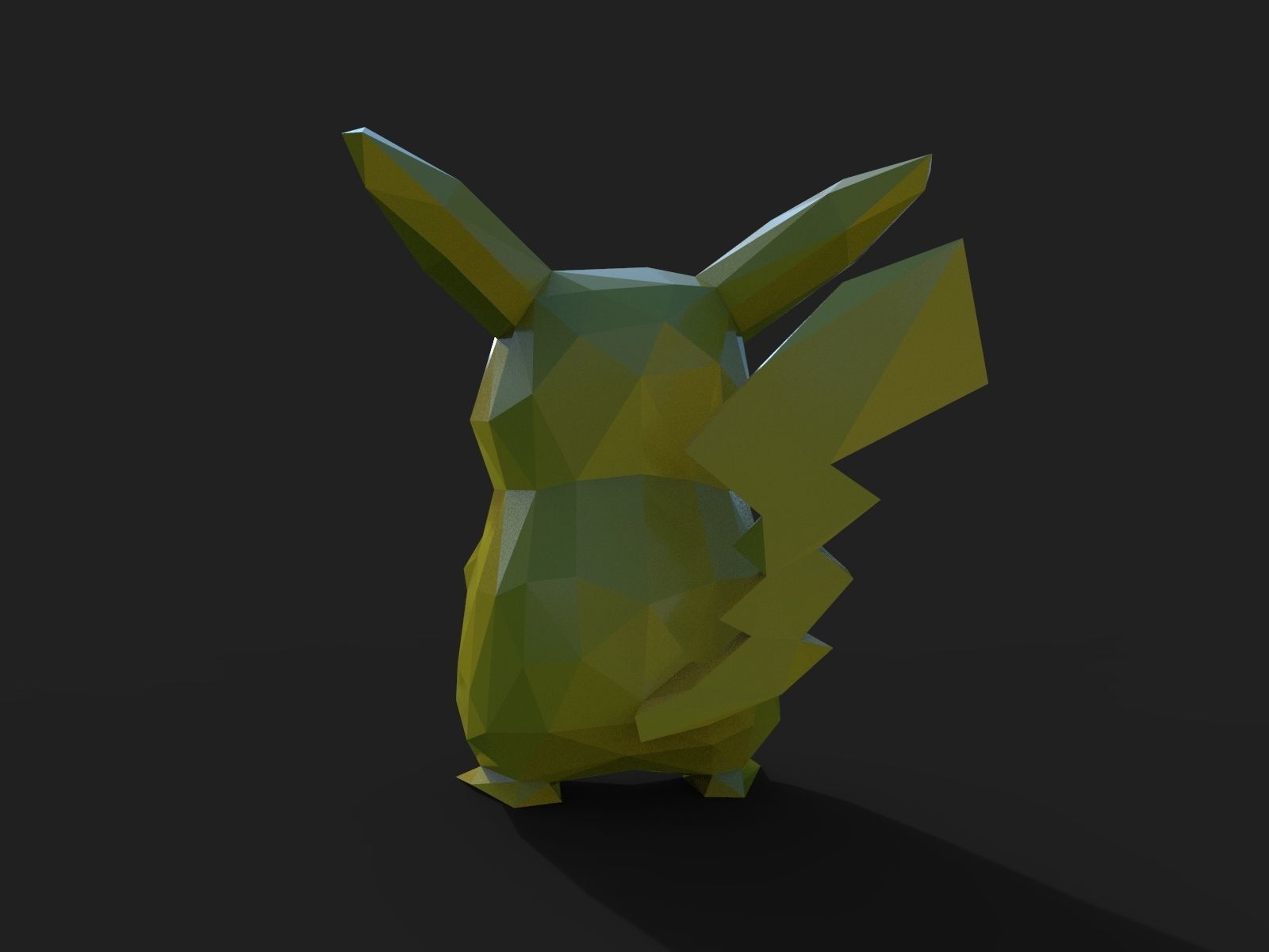 Pikachu Low Poly pokemon 3D print model_10