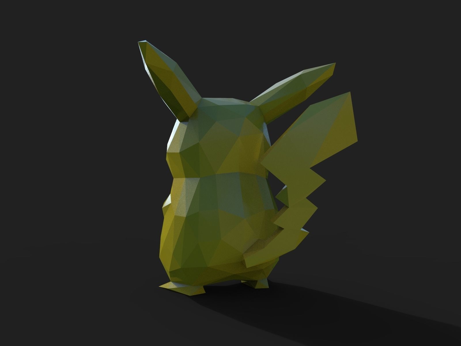 Pikachu Low Poly pokemon 3D print model_9