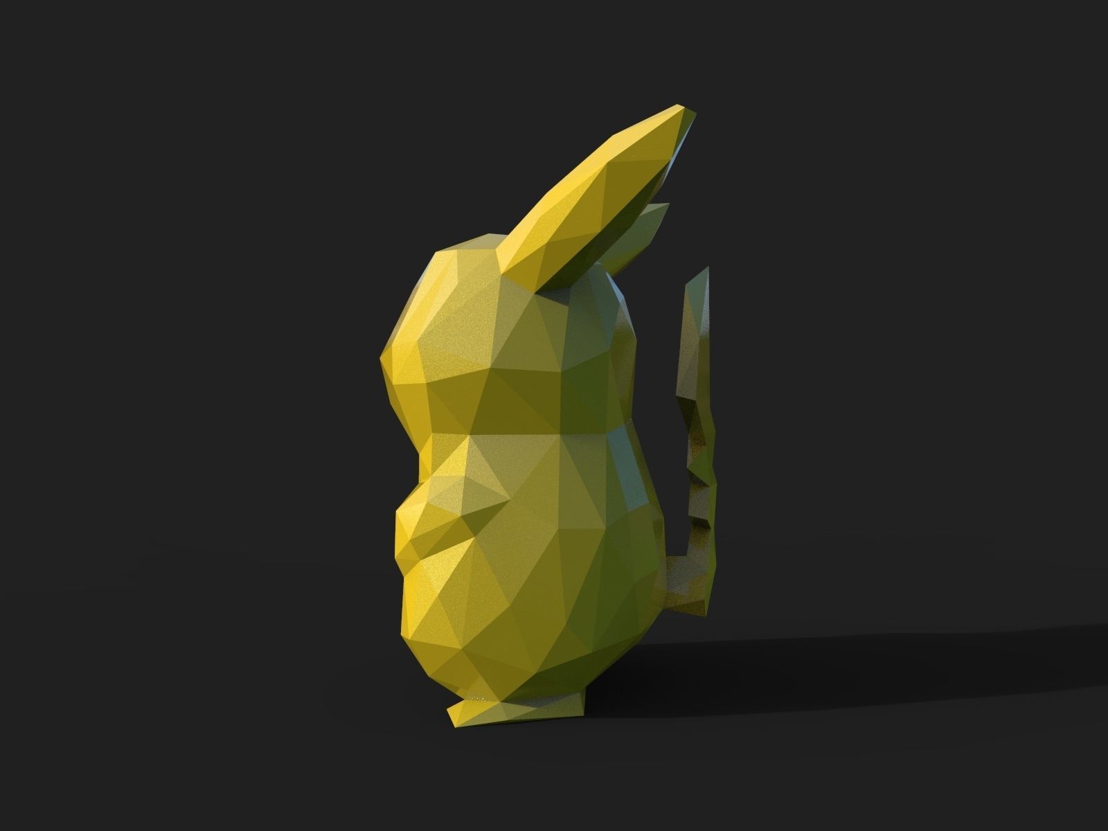 Pikachu Low Poly pokemon 3D print model_6