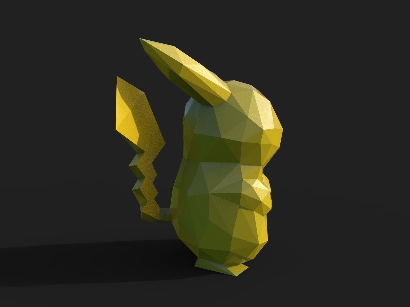 Pikachu Low Poly pokemon 3D print model_13
