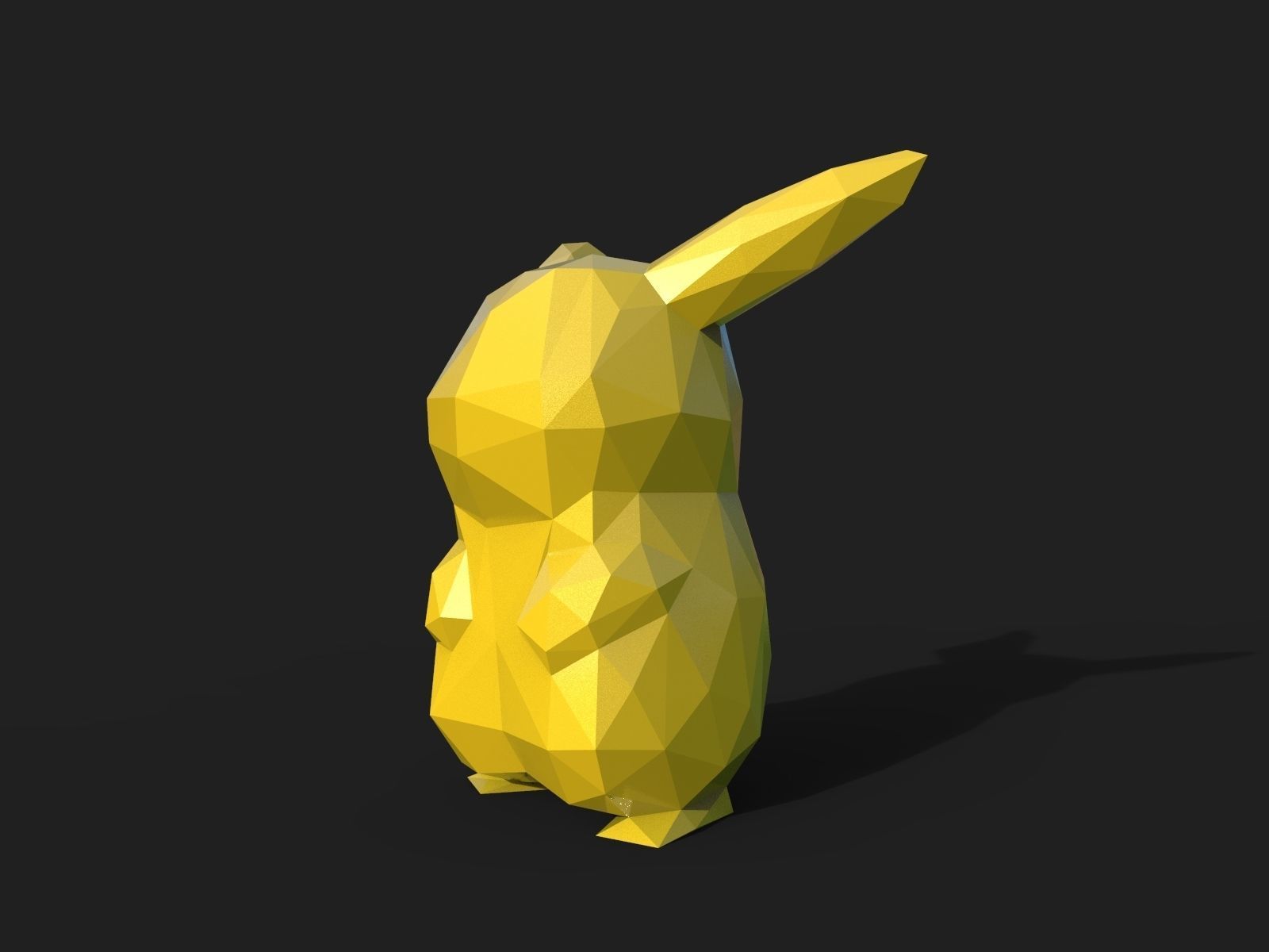 Pikachu Low Poly pokemon 3D print model_4