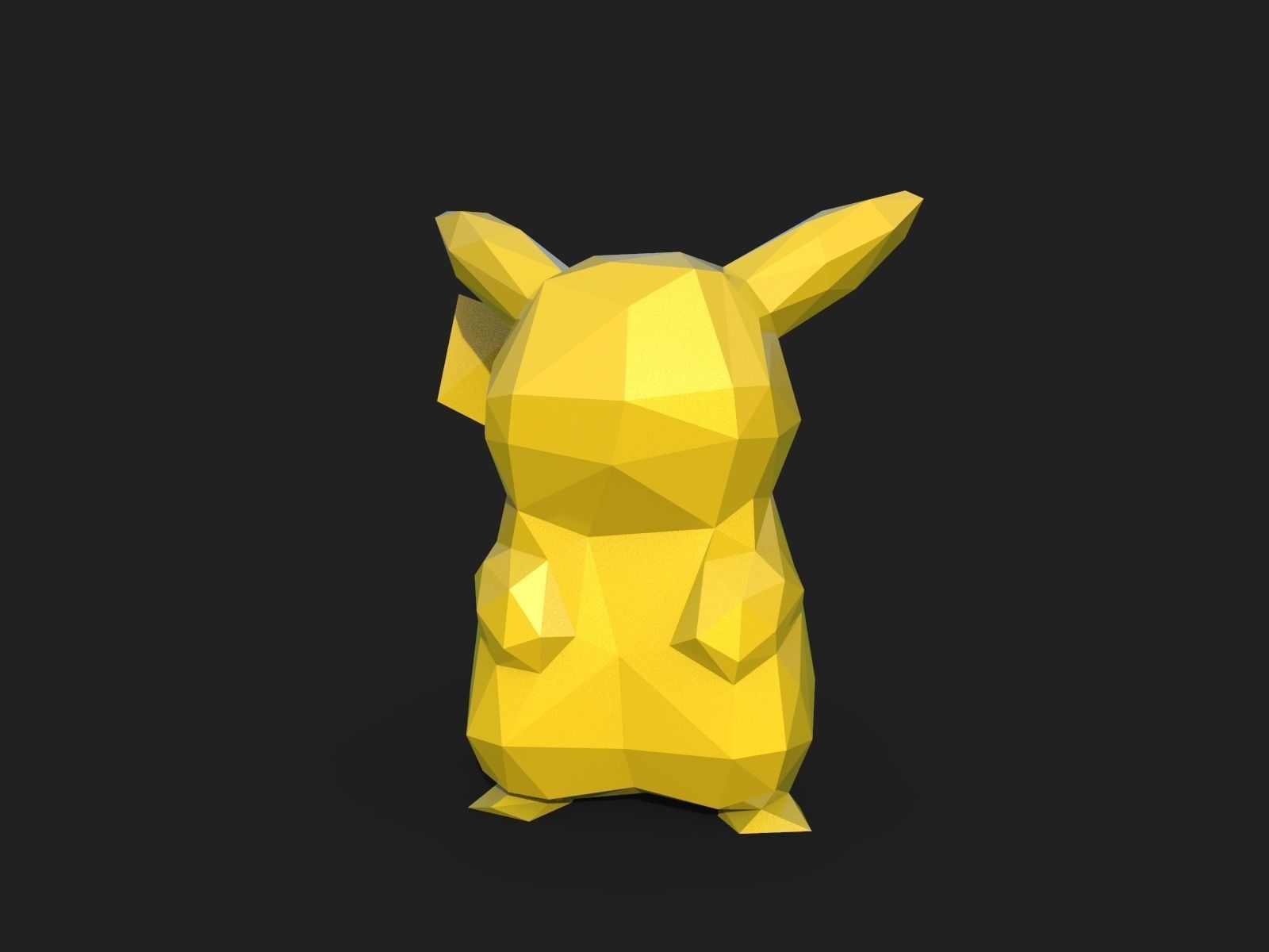 Pikachu Low Poly pokemon 3D print model_2