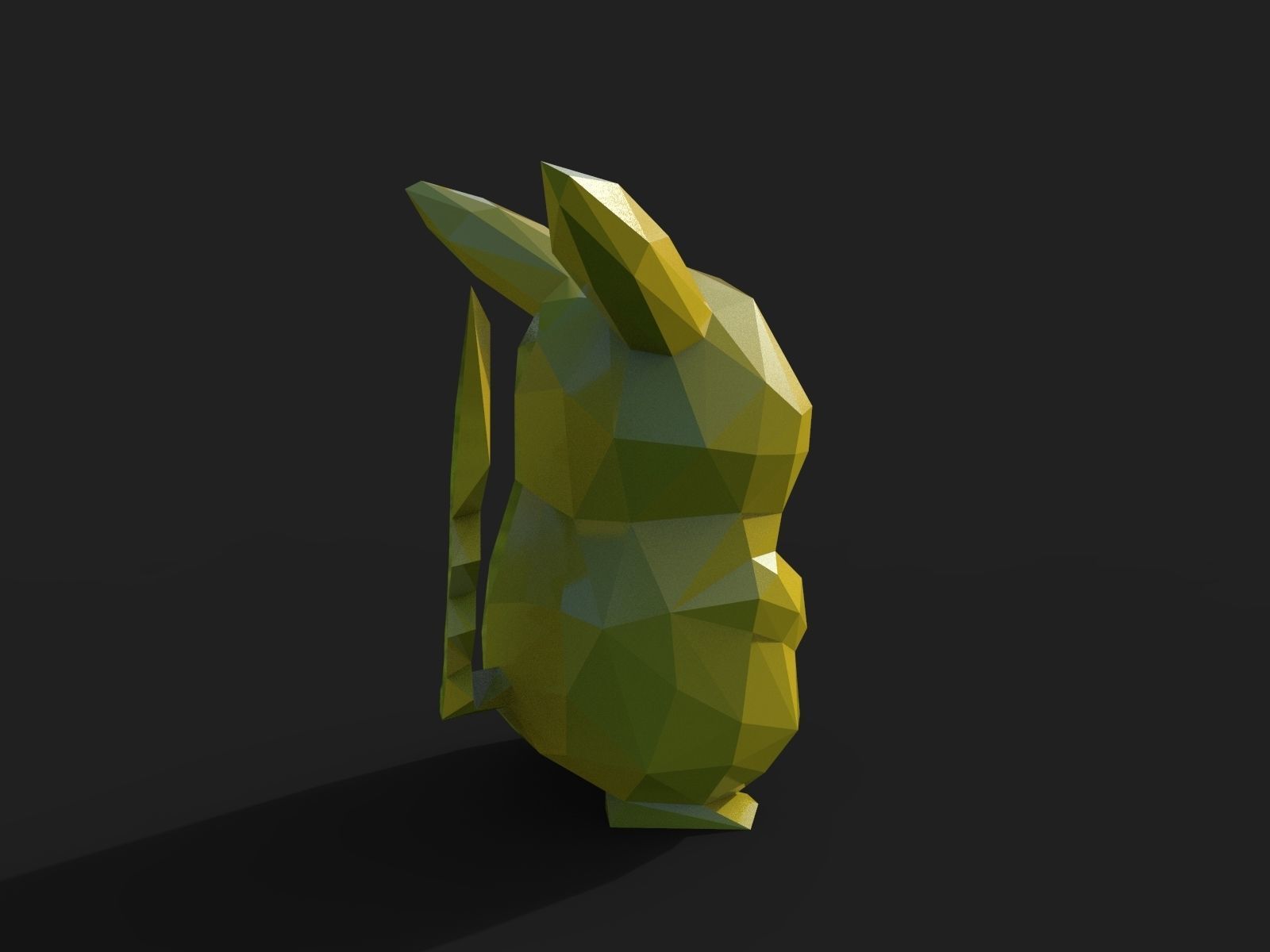 Pikachu Low Poly pokemon 3D print model_12