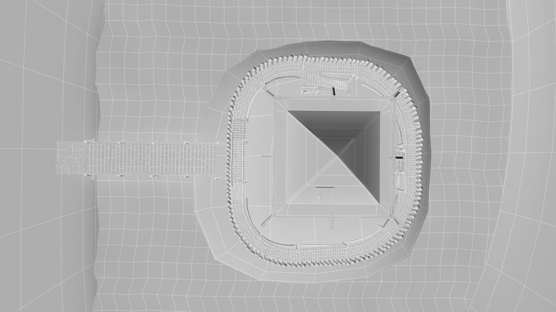 Medieval wooden motte castle with keep and ditch Low-poly 3D model_21