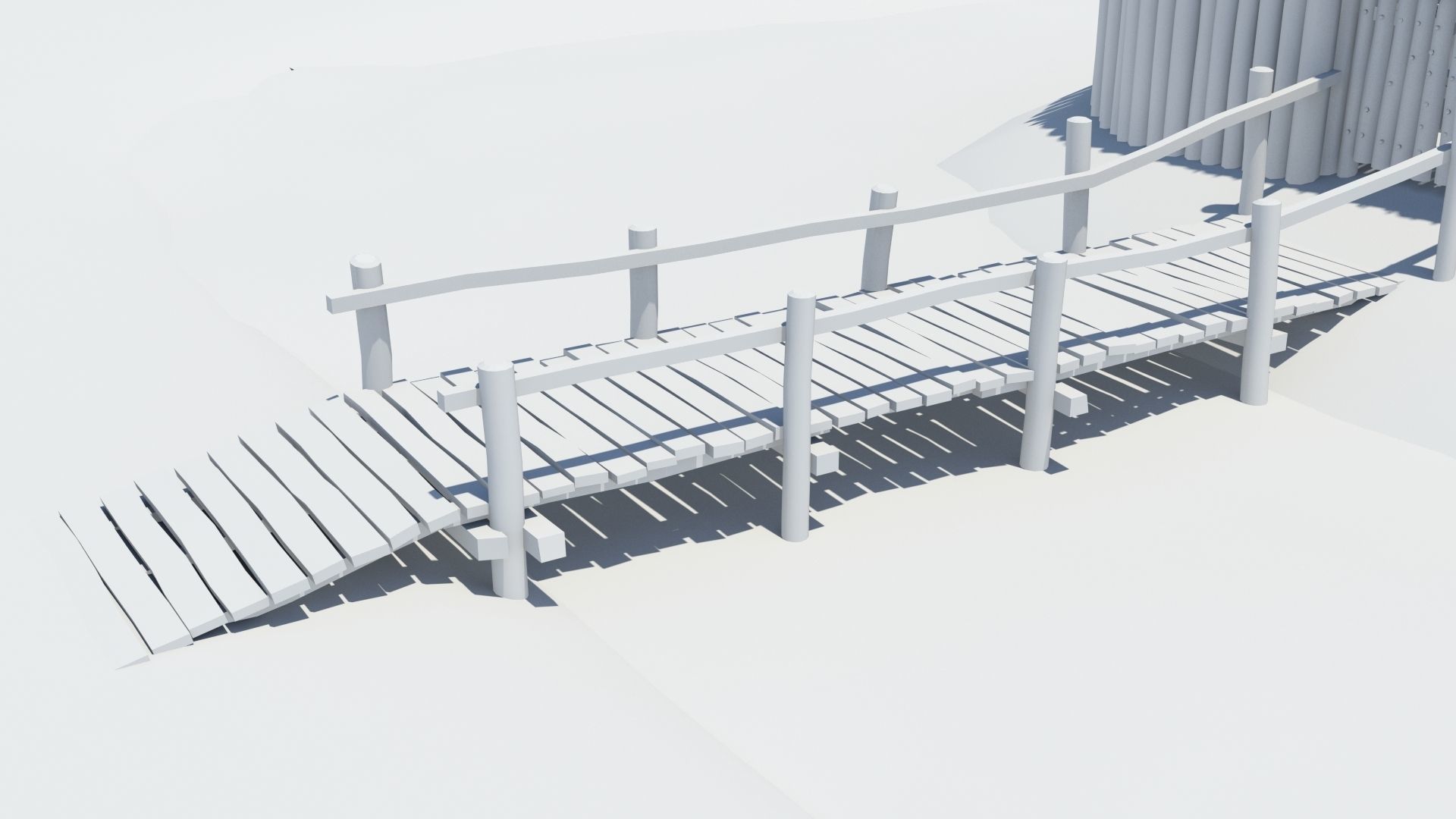 Medieval wooden motte castle with keep and ditch Low-poly 3D model_23