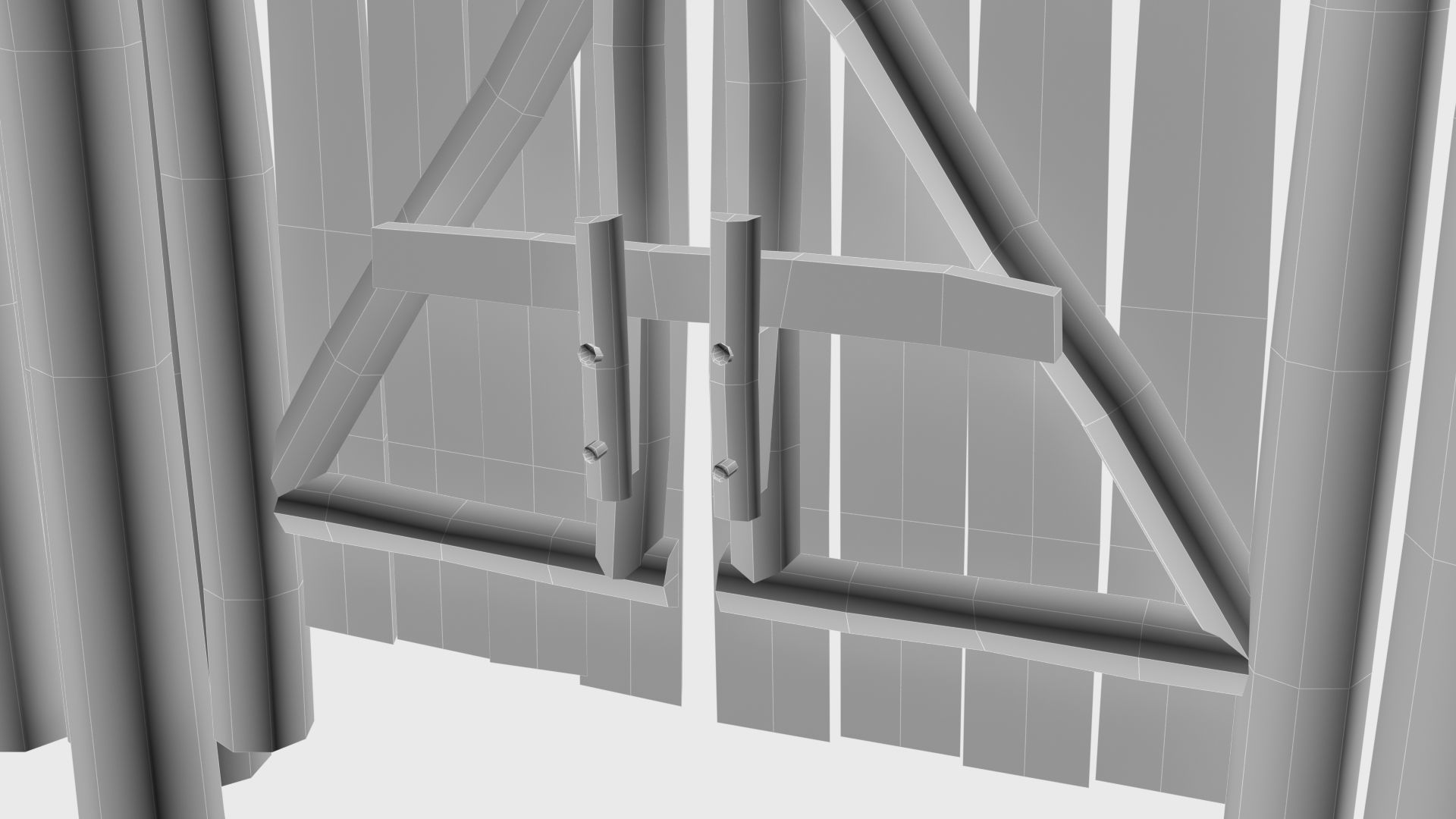 Medieval wooden motte castle with keep and ditch Low-poly 3D model_32