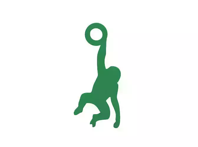 Keychain silhouette of monkey jumping into ring