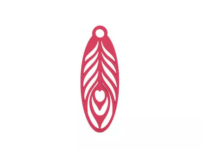 Earring peacock feather charm 3D print model_0