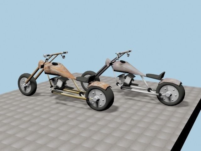 CUSTOM CHOPPER Low-poly 3D model_3