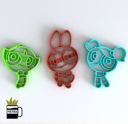MOLDE CORTANTE PARA GALLETA FONDANT THE POWERPUFF GIRLS CERAMICA 3D print model