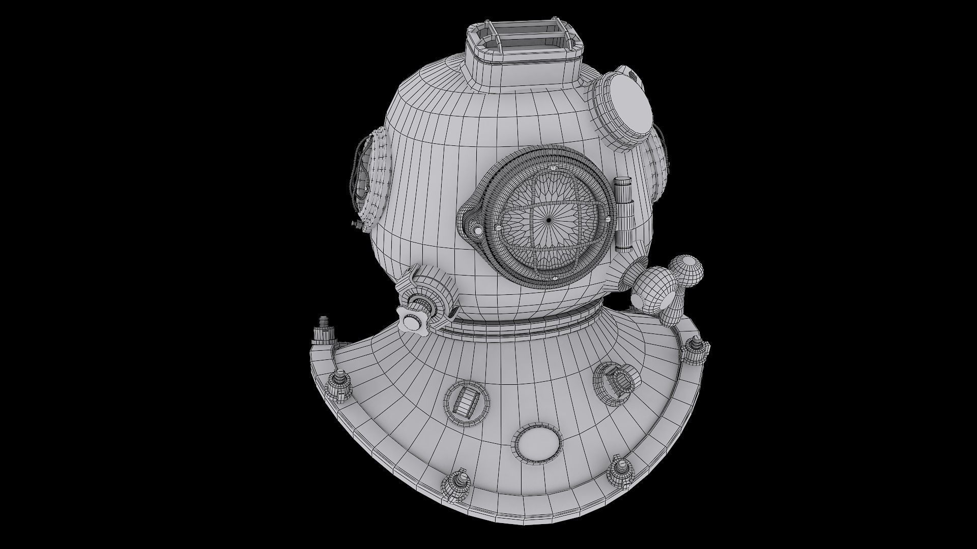 Underwater Diving Helmet Low-poly 3D model_7