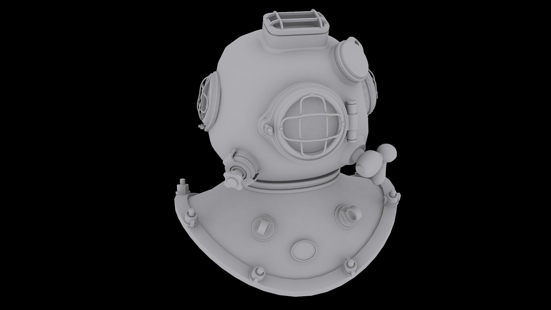 Underwater Diving Helmet Low-poly 3D model_5