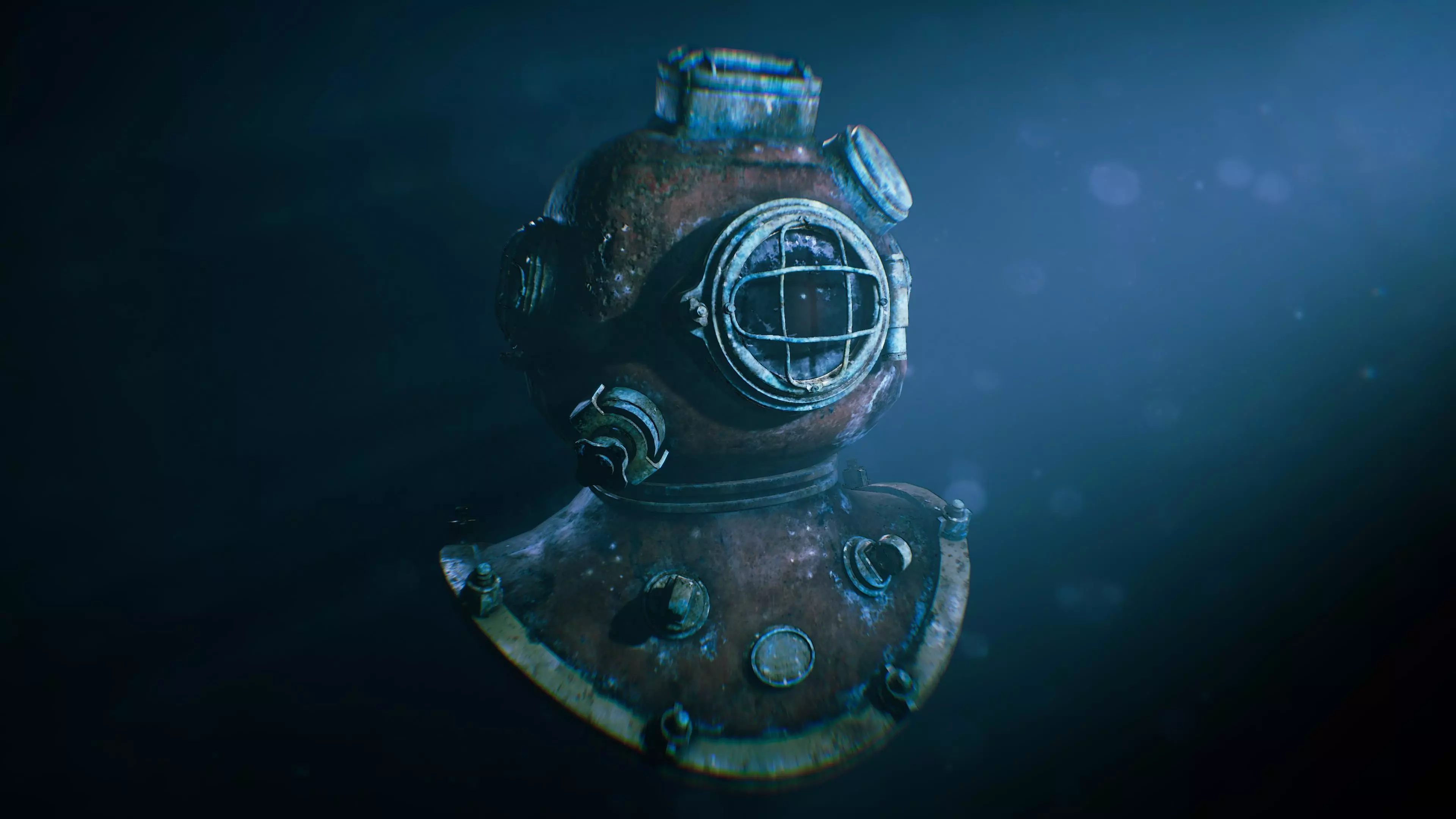 Underwater Diving Helmet Low-poly 3D model_0