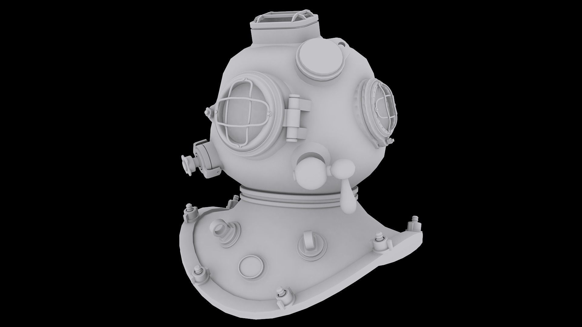 Underwater Diving Helmet Low-poly 3D model_6
