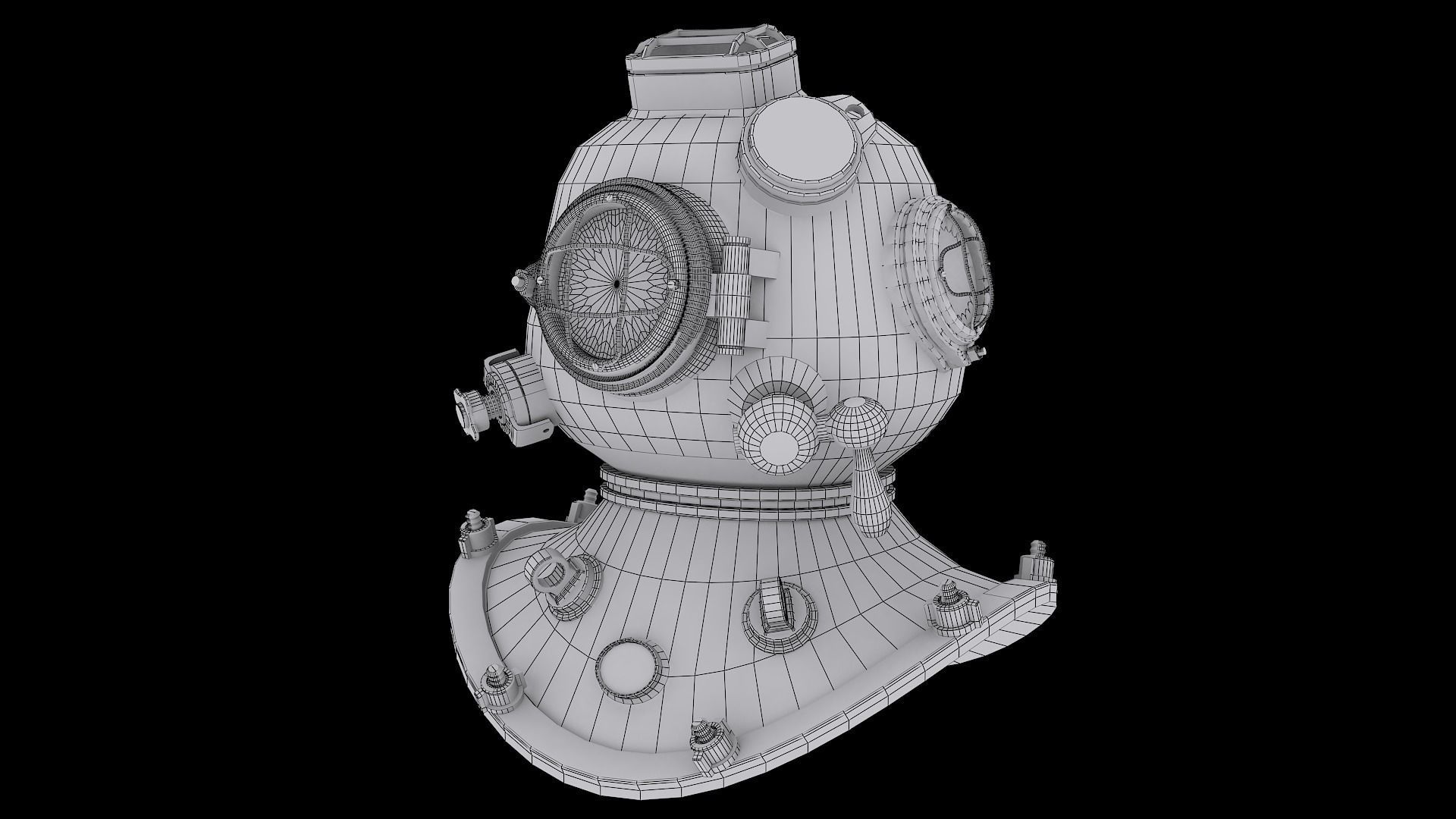 Underwater Diving Helmet Low-poly 3D model_8