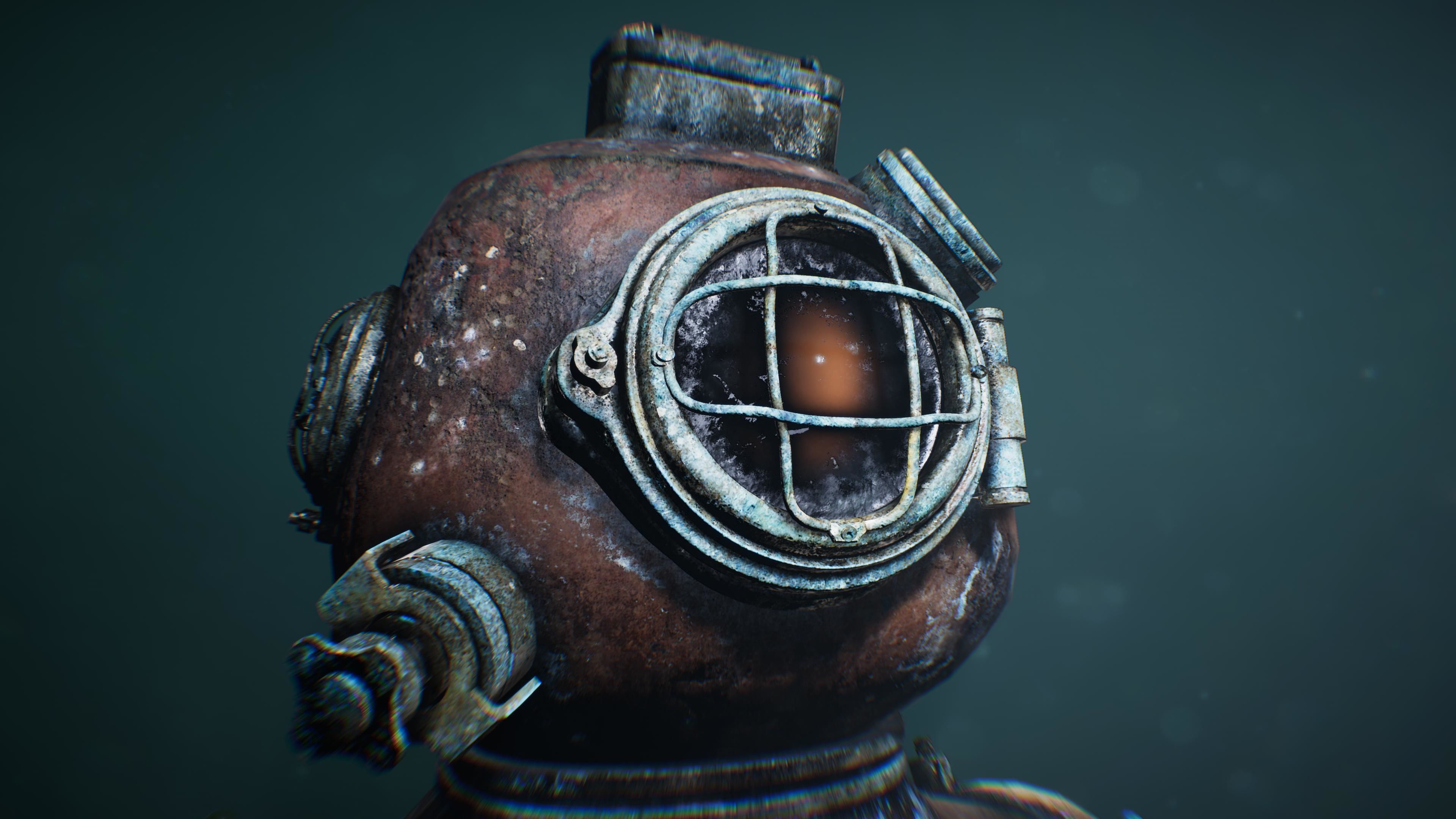 Underwater Diving Helmet Low-poly 3D model_3