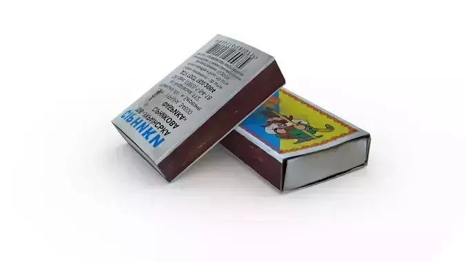 Matches box with two cards Low-poly 3D model