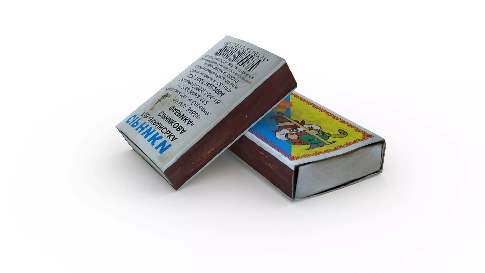 Matches box with two cards Low-poly 3D model_0