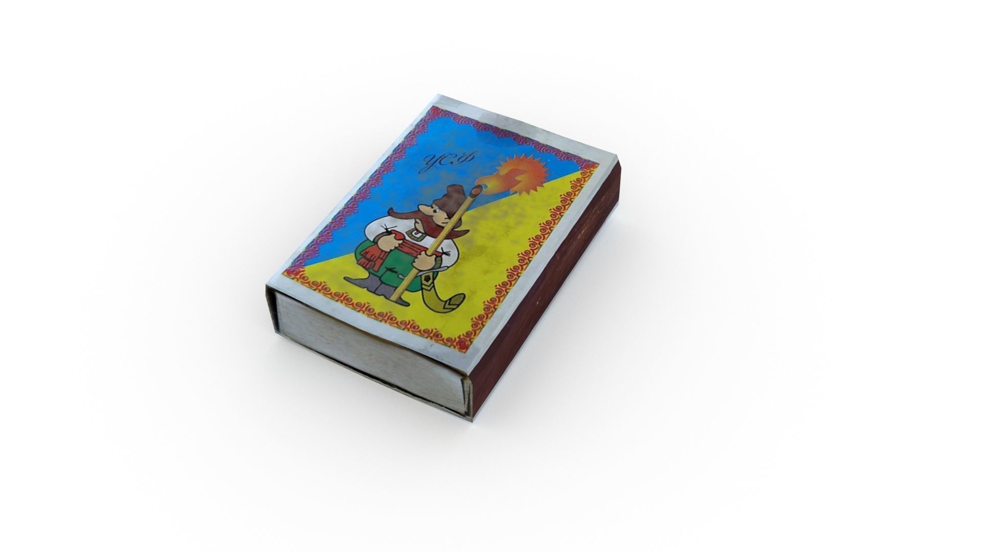Matches box with two cards Low-poly 3D model_3