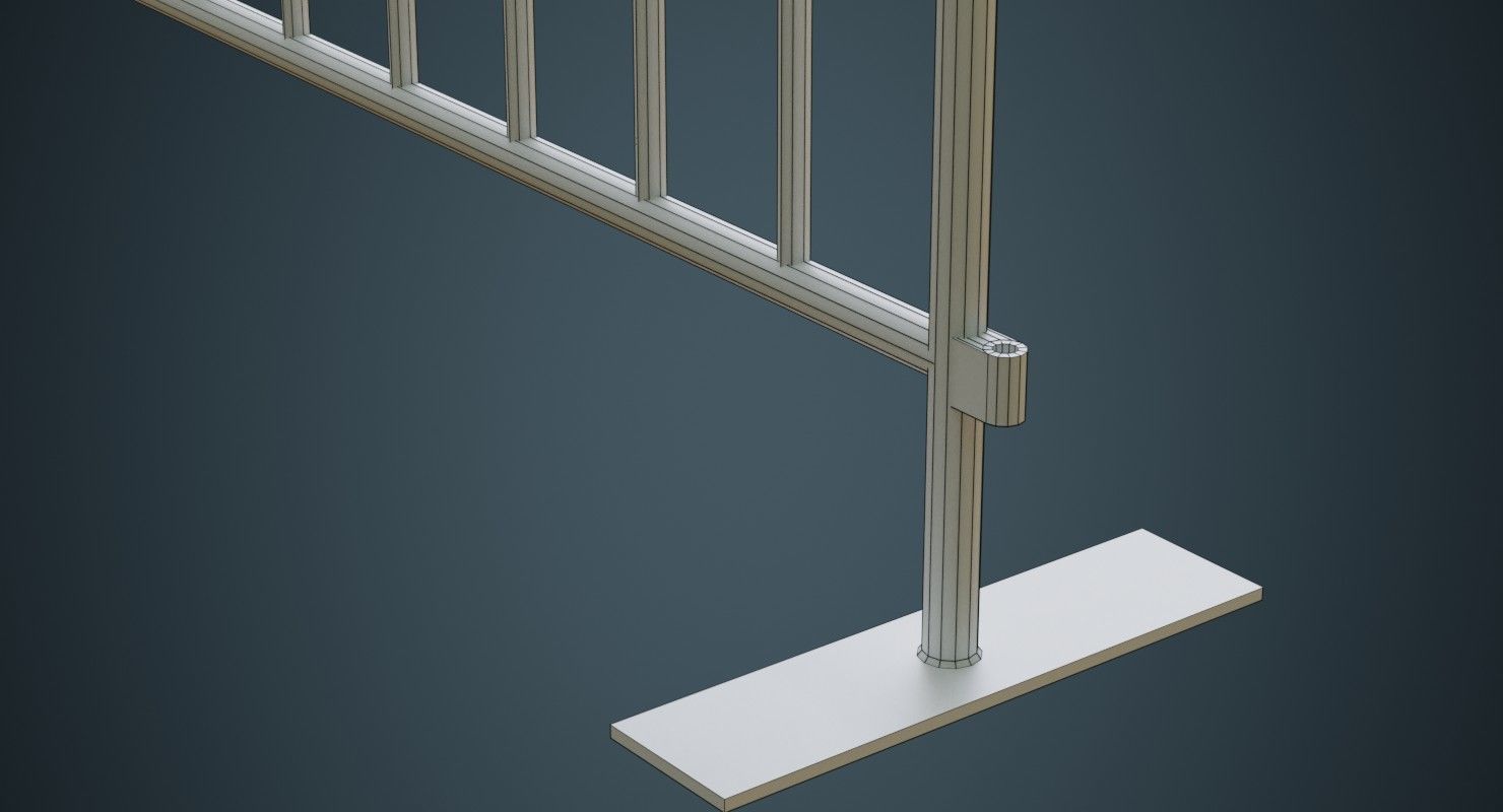 Crowd Barrier 3B Low-poly 3D model_6