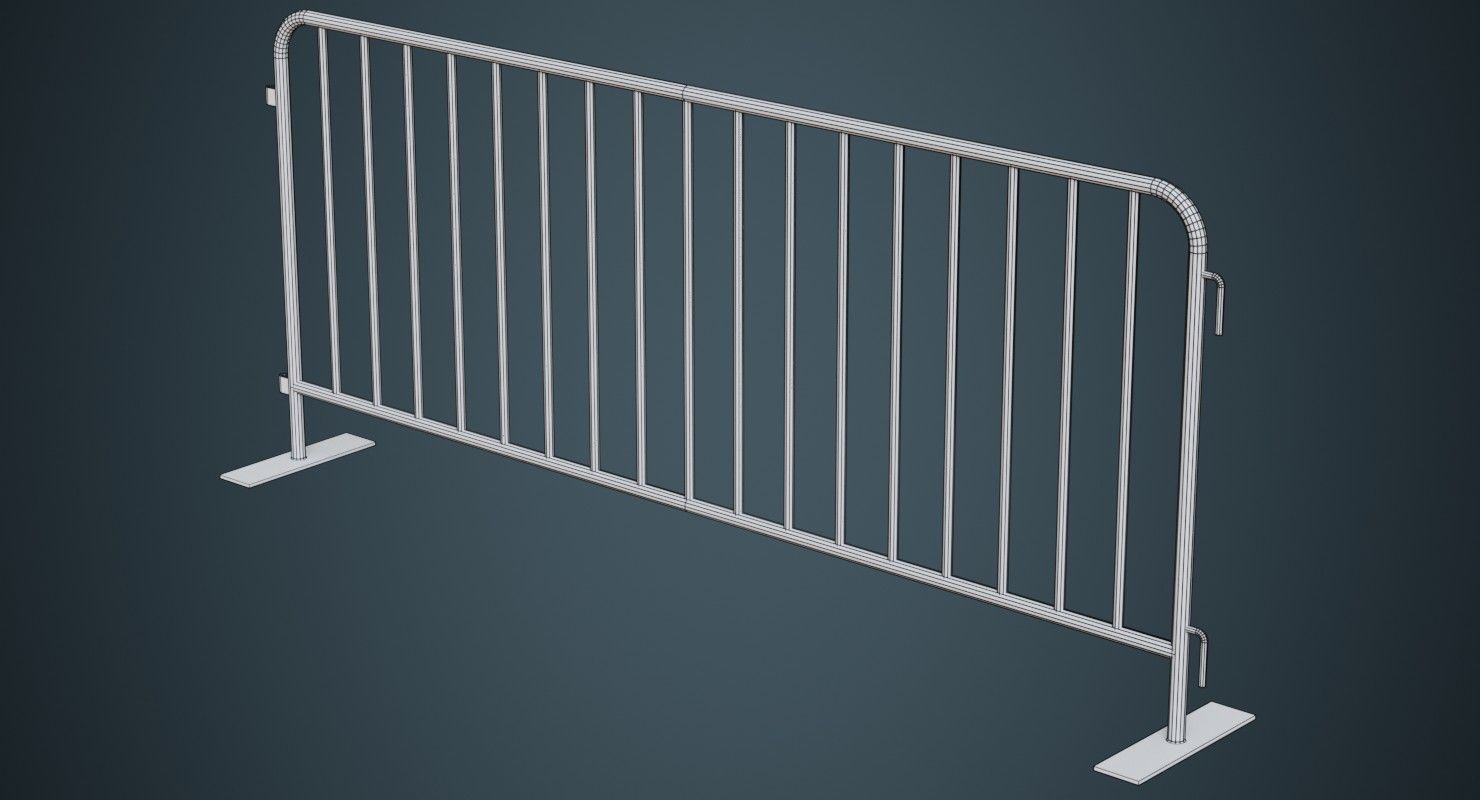 Crowd Barrier 3B Low-poly 3D model_5