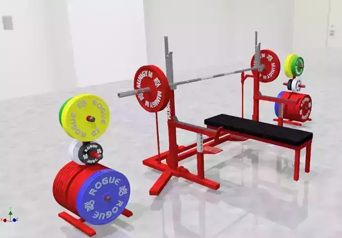 MiniGym gym bench with weights 3D print model