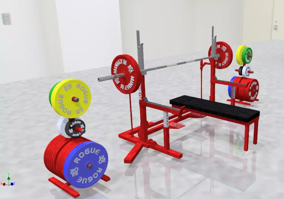 MiniGym gym bench with weights 3D print model_0