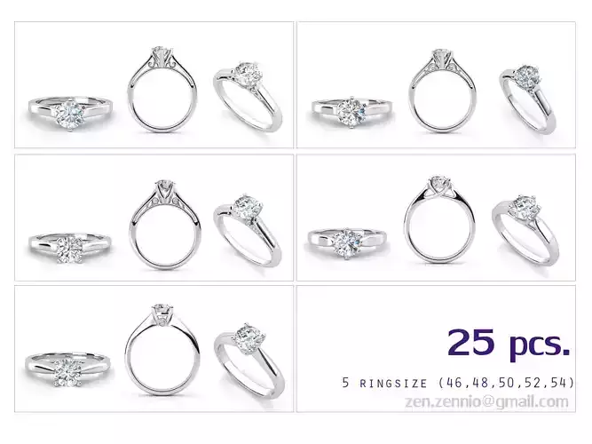 ENGAGEMENT SET 25 RINGS 5ringsize 3D print model