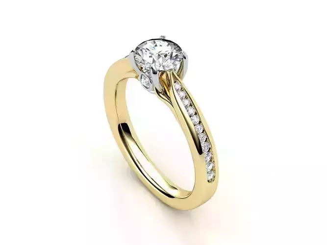 CR-02 diamond engagement ring gold 3D print model