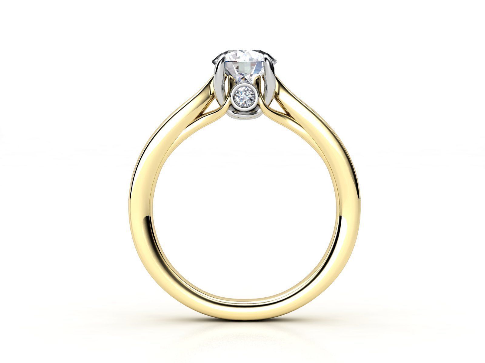 CR-02 diamond engagement ring gold 3D print model_1