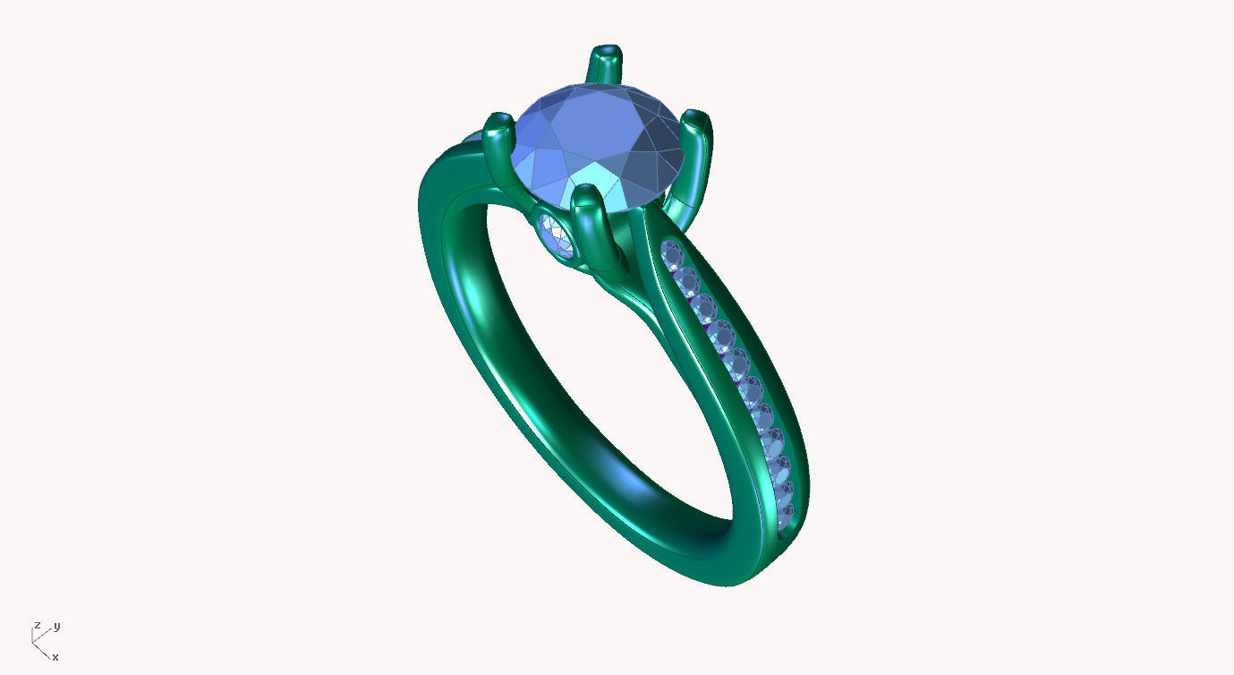 CR-02 diamond engagement ring gold 3D print model_3