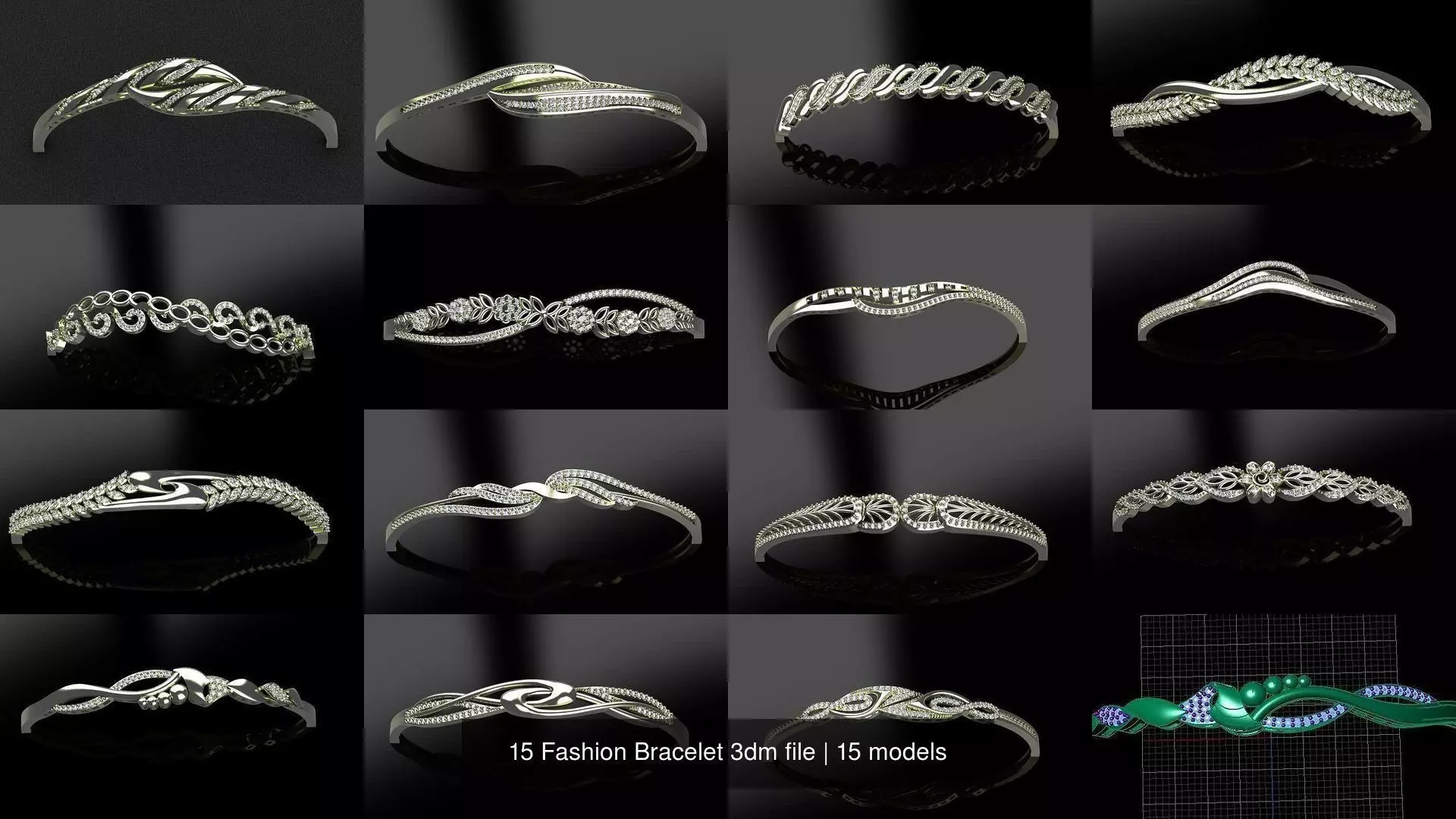 15 Fashion Bracelet 3dm file 3D Model Collection_0