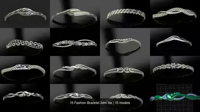 15 Fashion Bracelet 3dm file 3D Model Collection