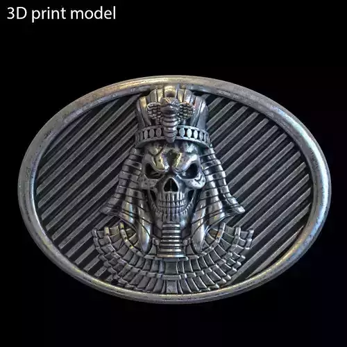 skull  belt buckle Egyptian vol1  and relief 3D print model