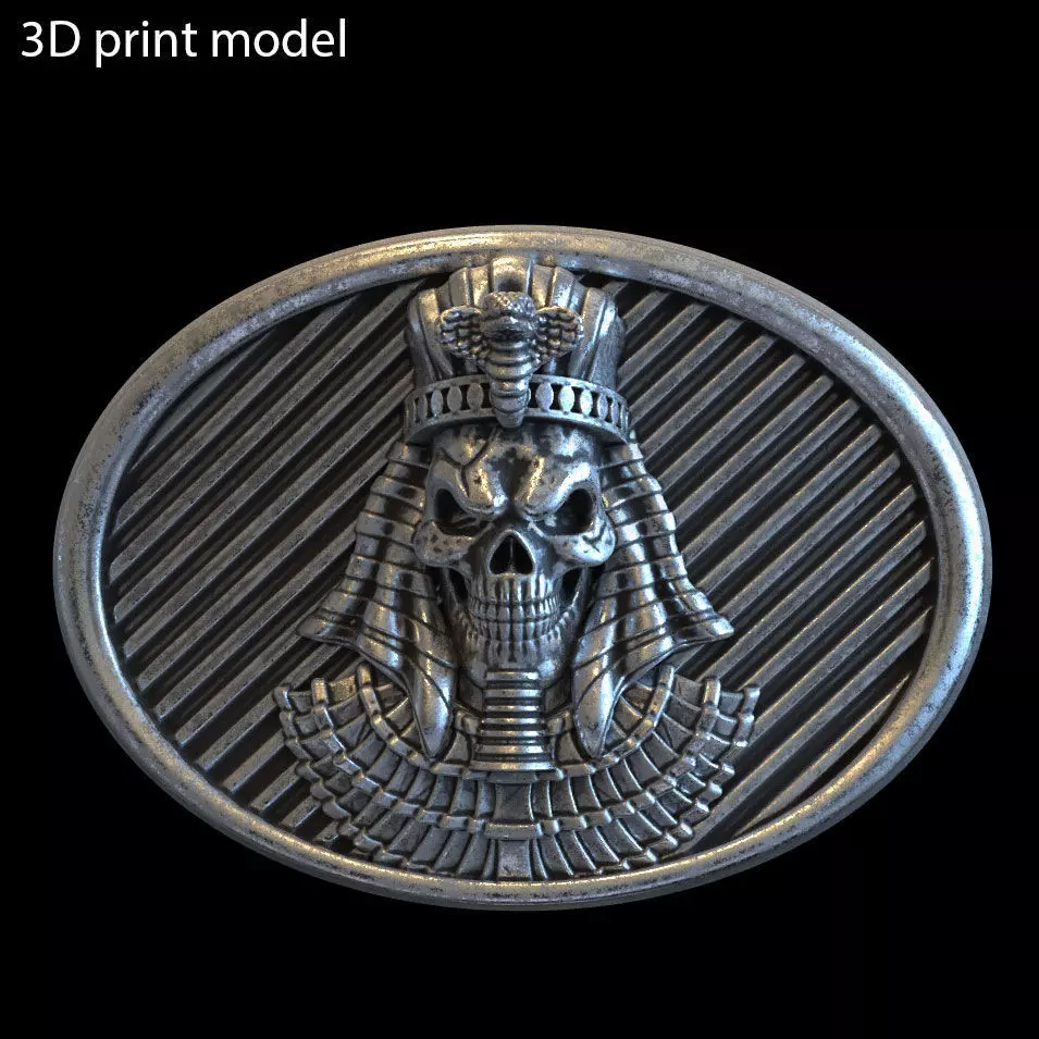 skull belt buckle Egyptian vol1 and relief 3D print model