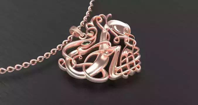 3D print model heart pendant  Viking heart with celtic ornament