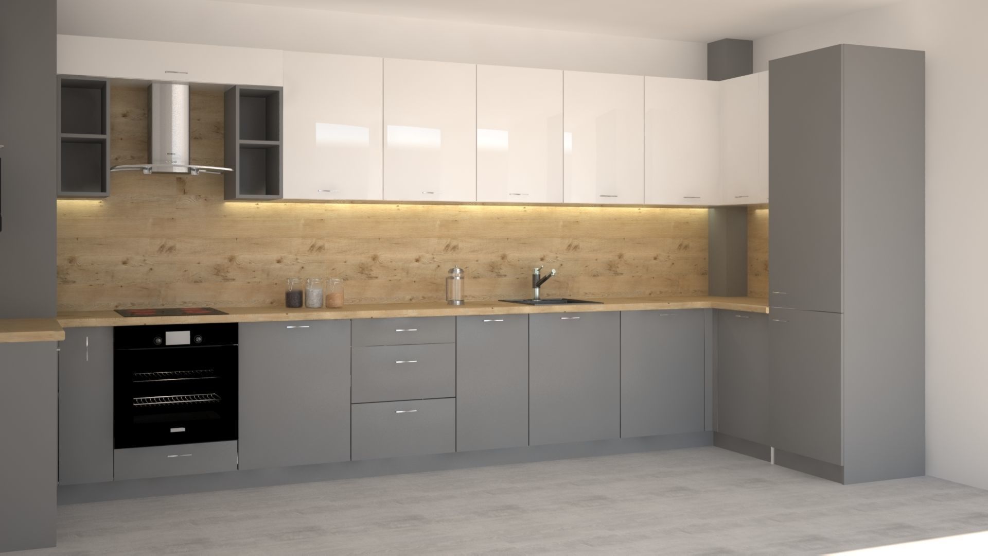 Kitchen with cabinets 3D model_1