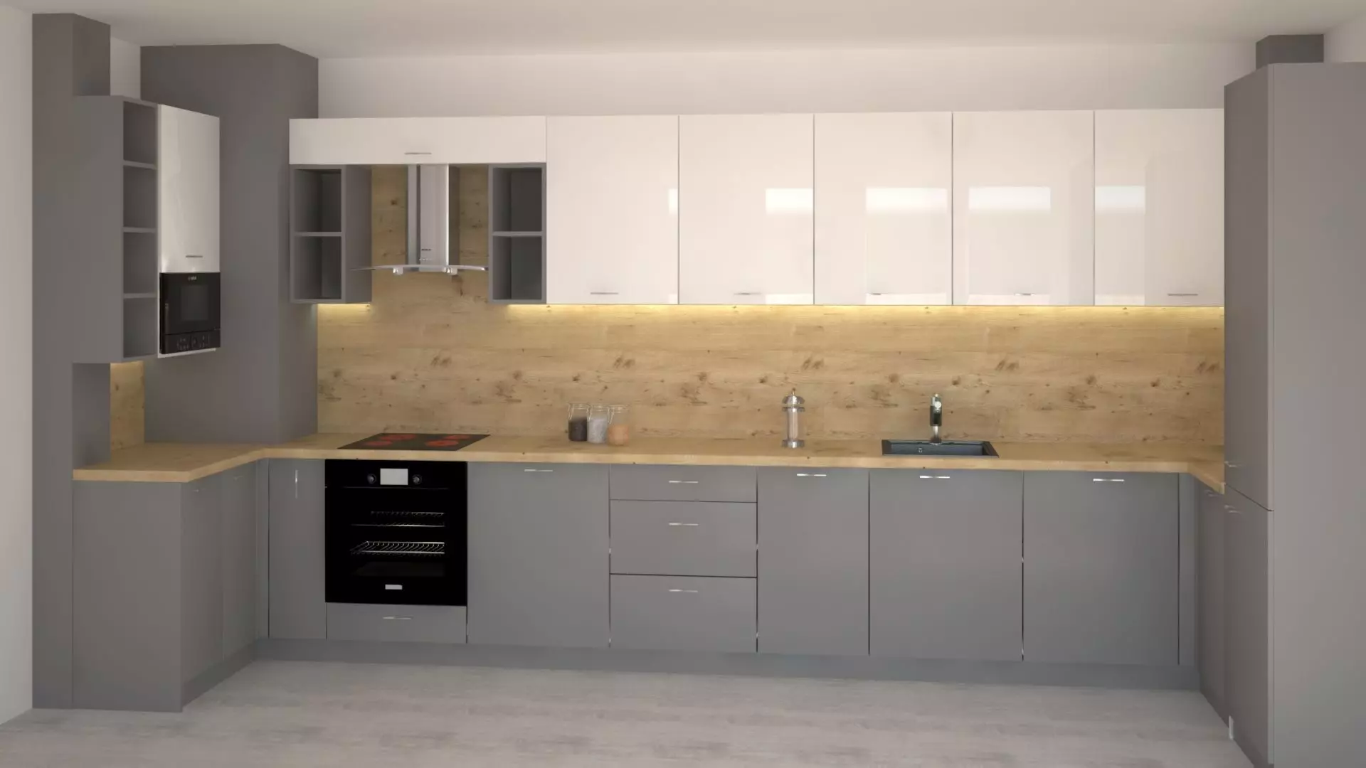 Kitchen with cabinets 3D model_0