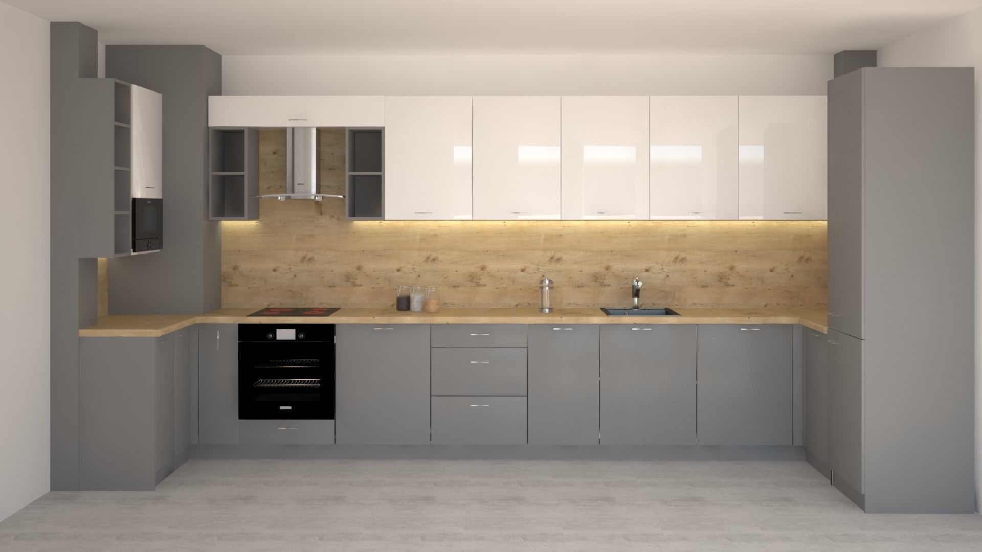 Kitchen with cabinets 3D model_2