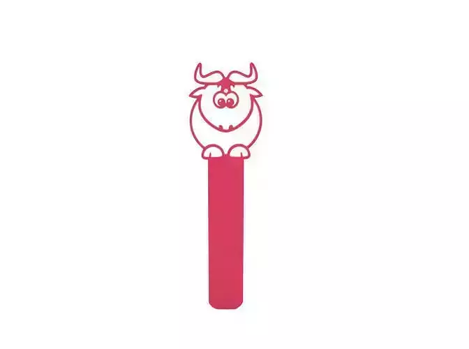 Bookmark bull with horns on stick