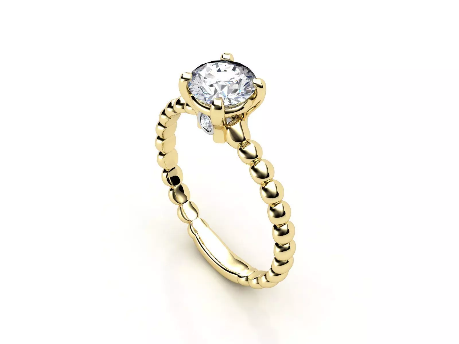 cr-03 gold engagement ring with round brilliant cut diamond 3D print model_0